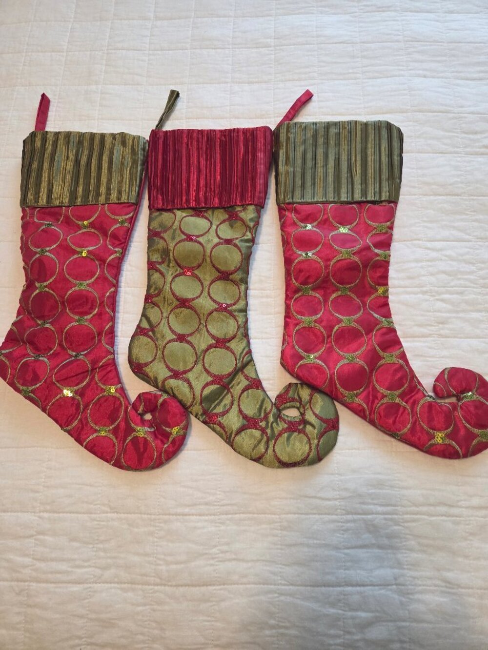 Set of 3 Large Satin Christmas Stockings